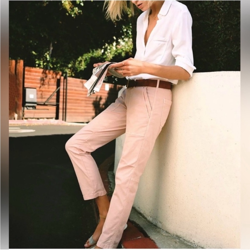 Anthropologie The Wanderer Light Pink Utility Chino Cargo Pants Ankle Size 26